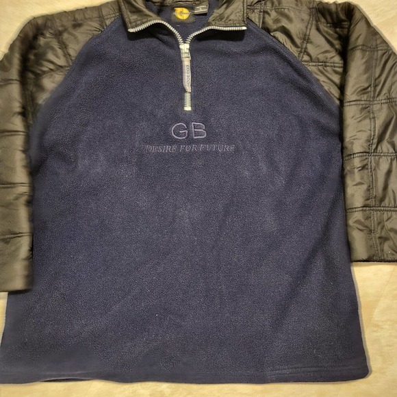 VTG Y2K GODBODY Mens L Large Pullover Fleece 1/4 Zip Hybrid Jacket Embroidered - Picture 3 of 9
